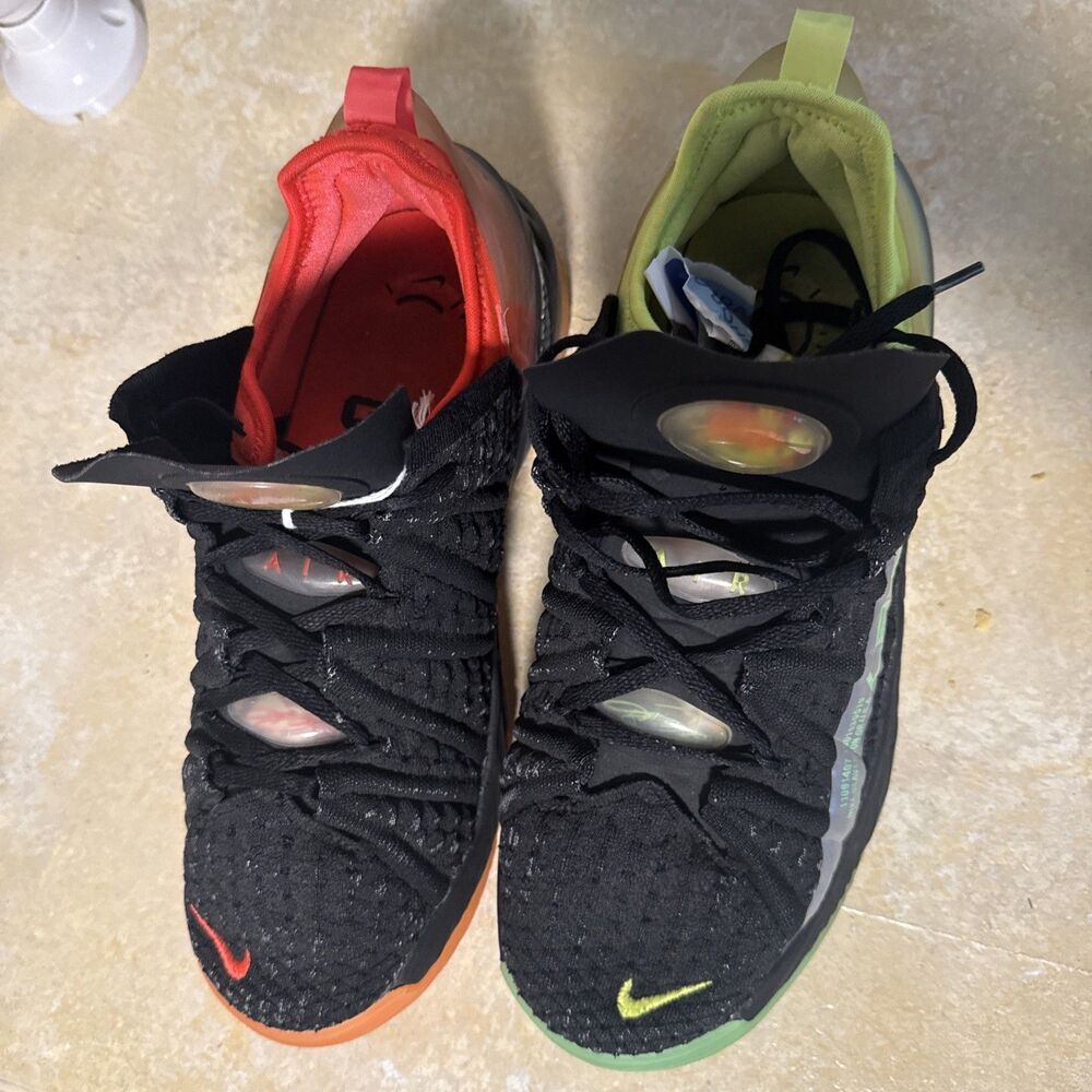 Nike Lebron 18’ Black Crimson Volt Basketball Shoe, Size 7